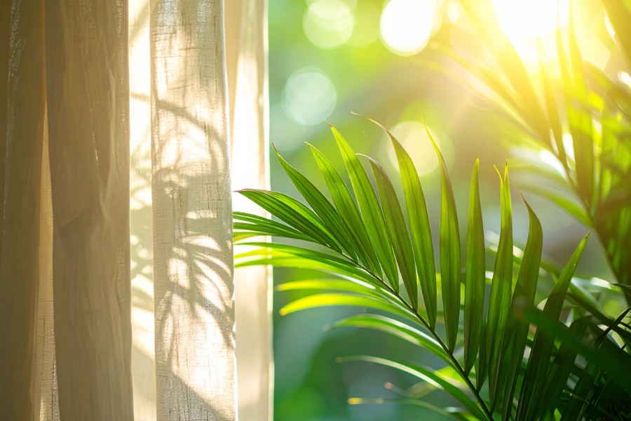 planta de interior al lado de una ventana con sol